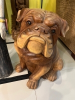 Bulldog pair teak wood 