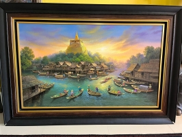 Wat Saket old world Thailand painting 