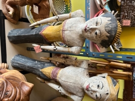 Bali friendly teakwood couple 